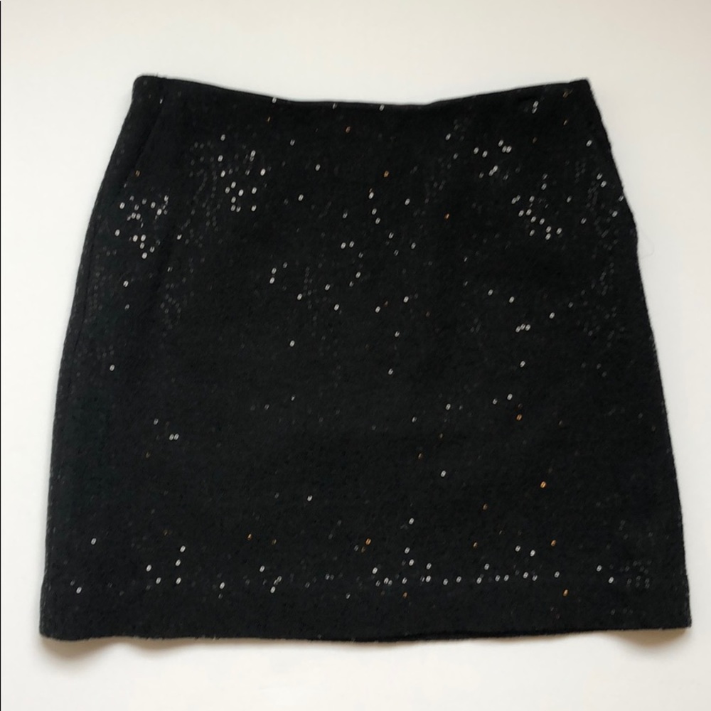 Ann Taylor black wool sequin skirt size 4